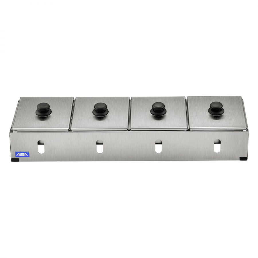 Condimentadora Pizzarola Inox 4 Cubas Inox Tampa Individual - Aisa